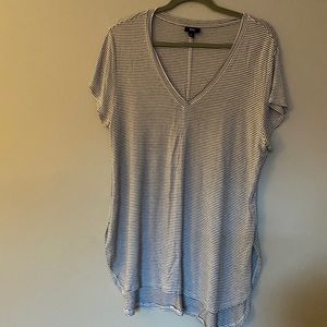 Thin Striped Tunic Length T-Shirt